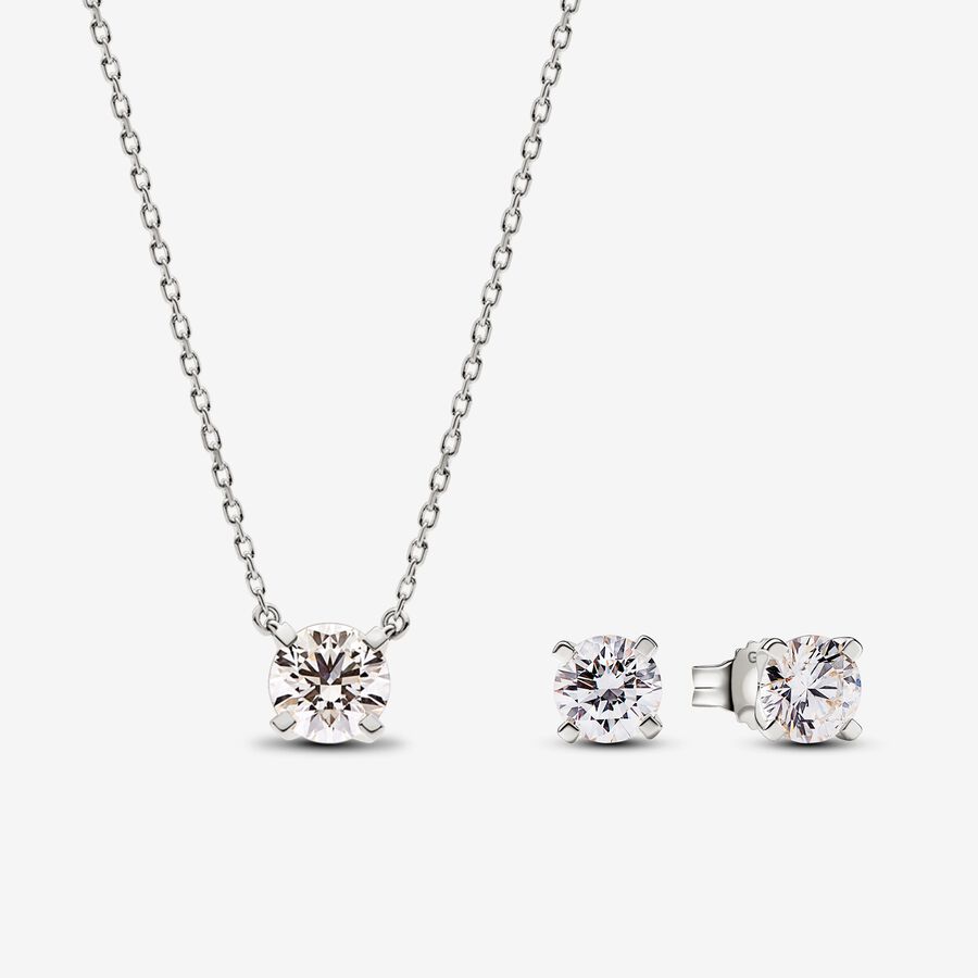 Pandora Era Lab-grown Diamond Pendant Necklace and Earring Set 2.00 carat tw 14k White Gold image number 0