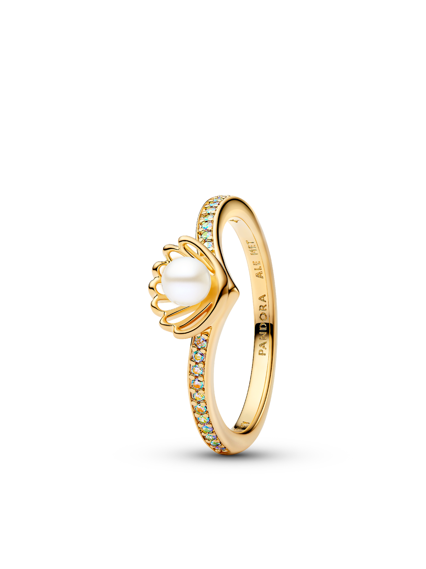 Женское кольцо Pandora Disney Princess Ariel Shell Treated Freshwater Cultured Pearl, Gold plated, цвет: Позолоченный — фото 1