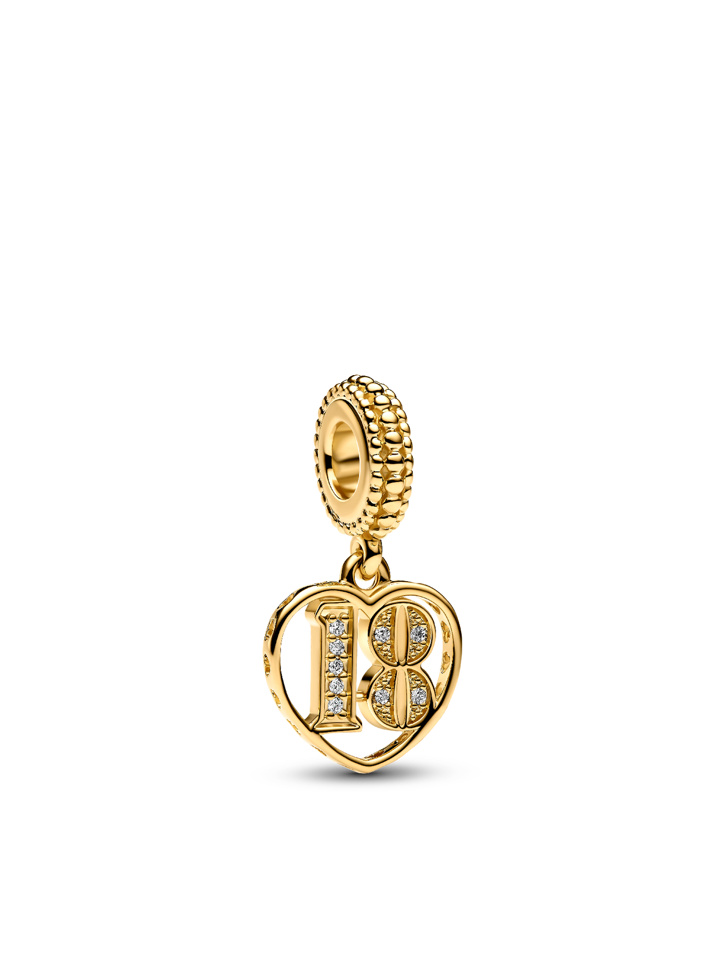 Женский шарм Pandora 18th Celebration Dangle Charm, Gold plated, цвет: Позолоченный — фото 1