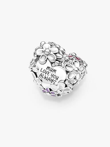 Mom Daisy Heart Charm