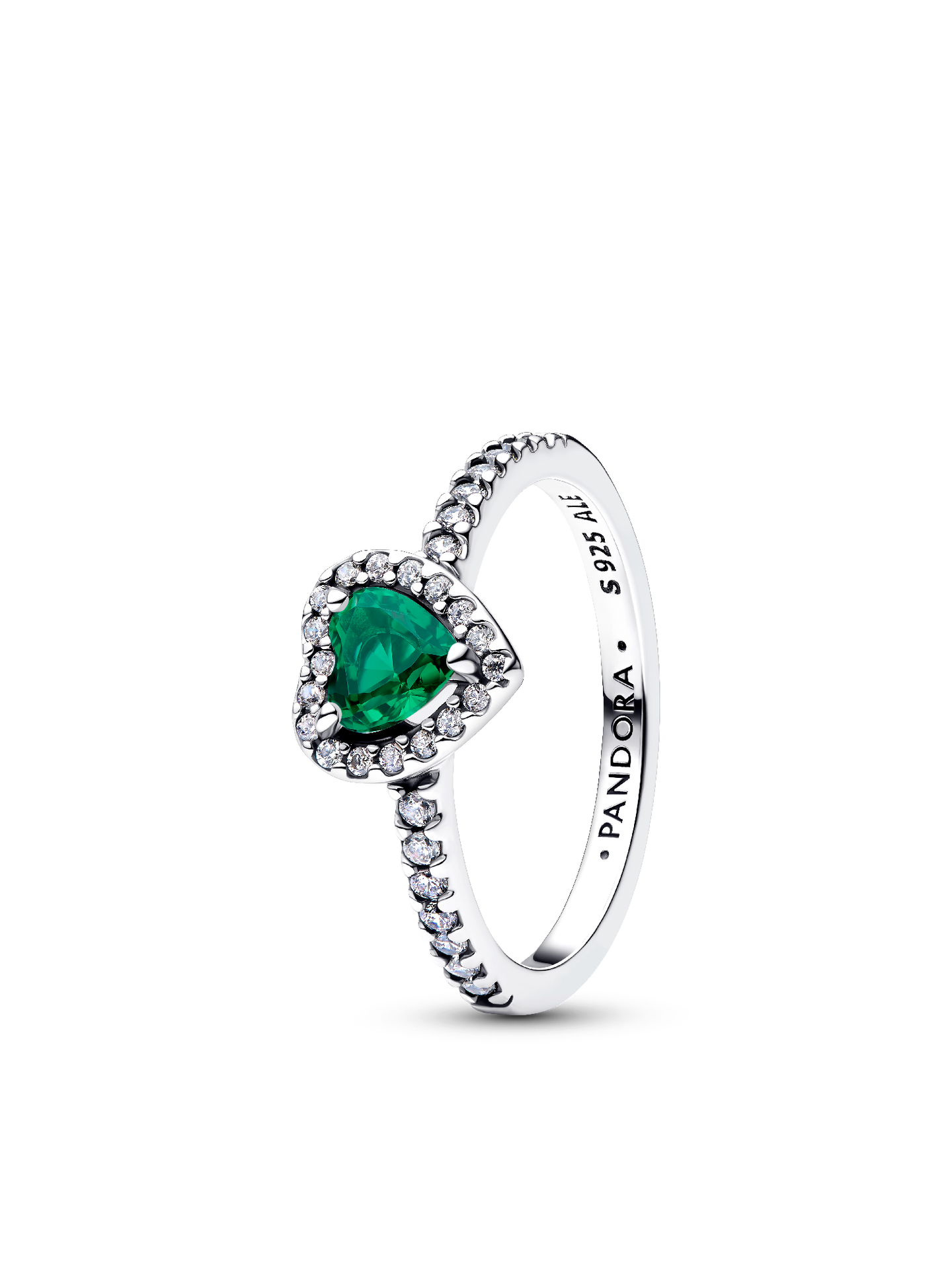 Женское кольцо Pandora Elevated Royal Green Heart, цвет: Серебро — фото 1