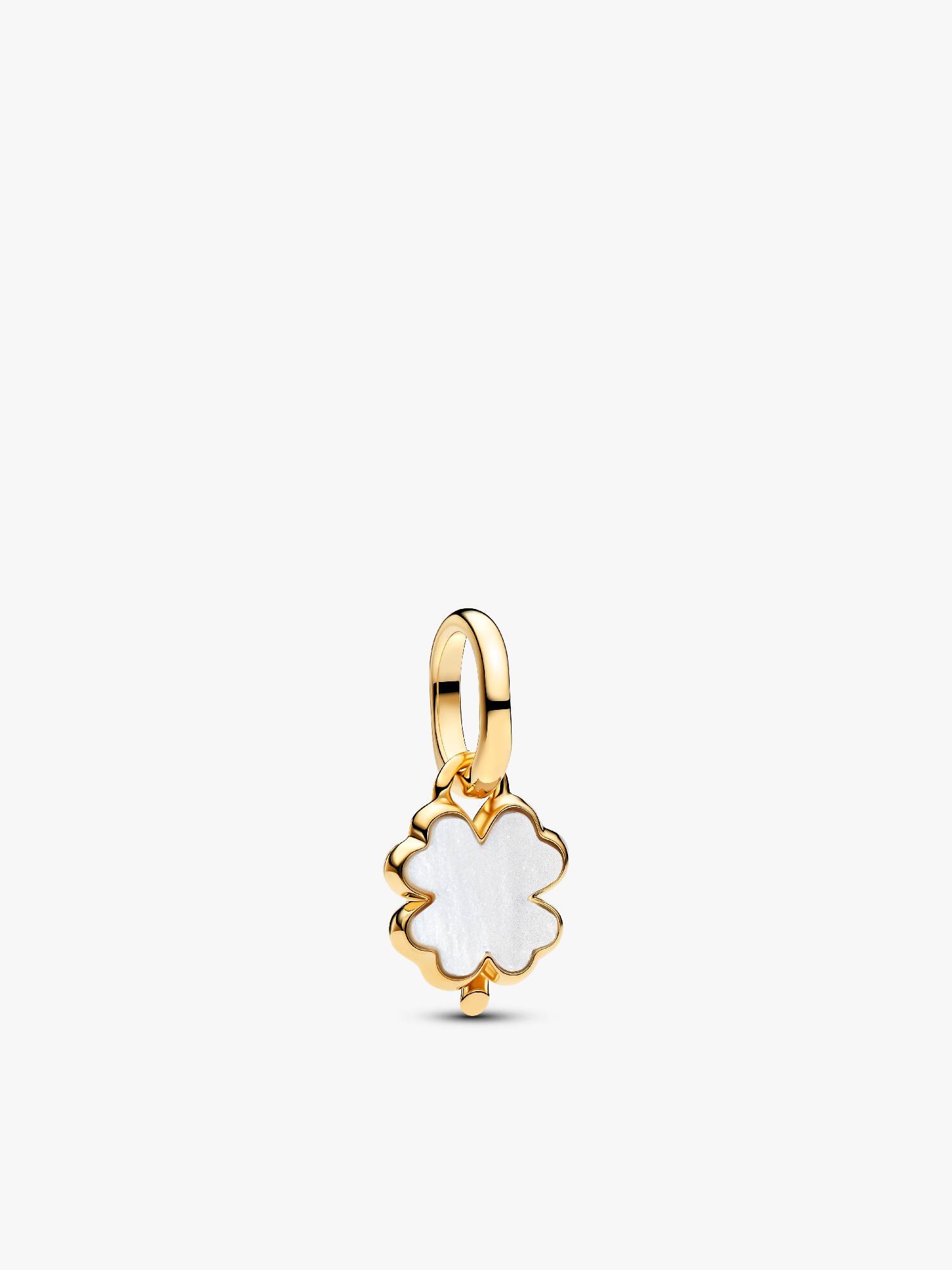 White Lucky Clover Dangle Charm