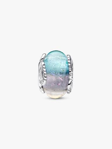 FINAL SALE - Multicolour Murano Glass & Curved Feather Charm