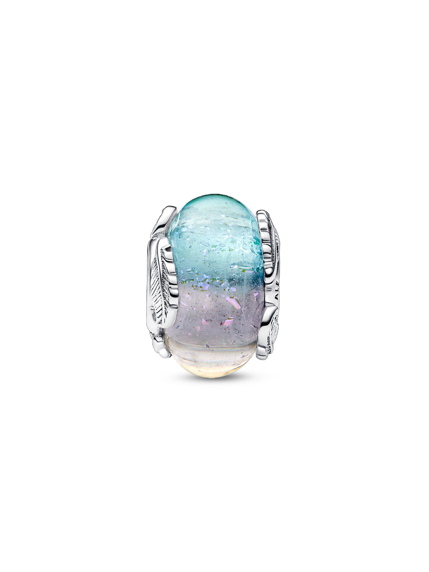 FINAL SALE - Multicolour Murano Glass & Curved Feather Charm