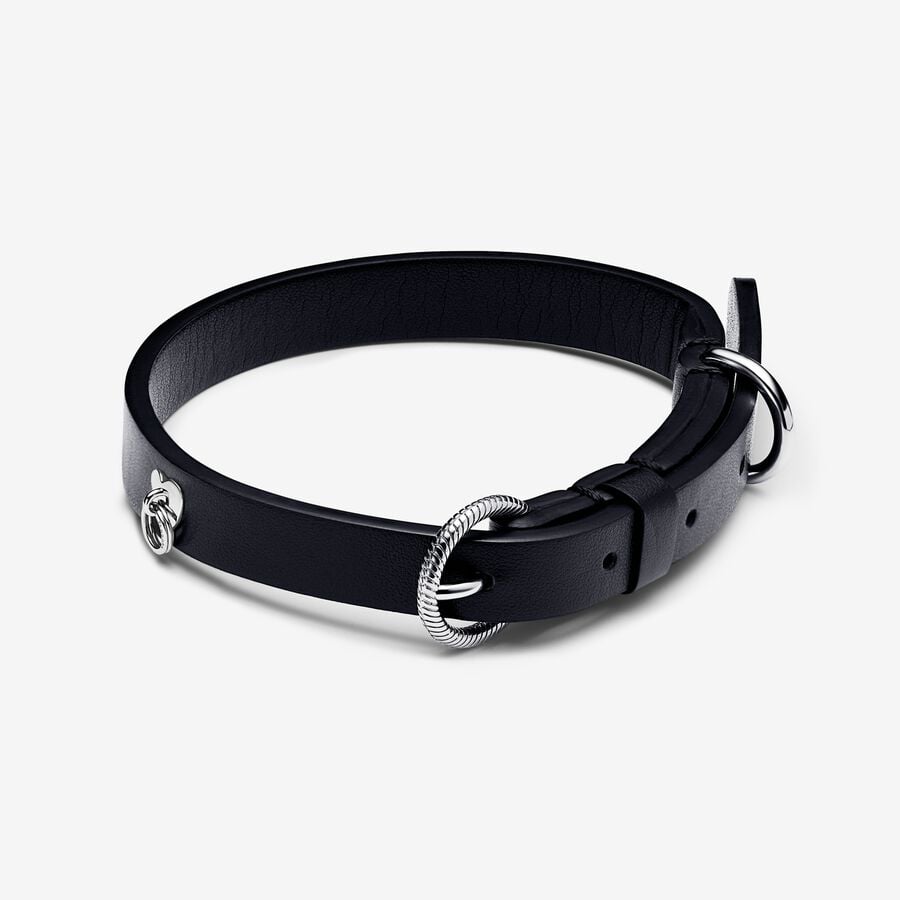 FINAL SALE - Black Leather-free Fabric Pet Collar image number 0