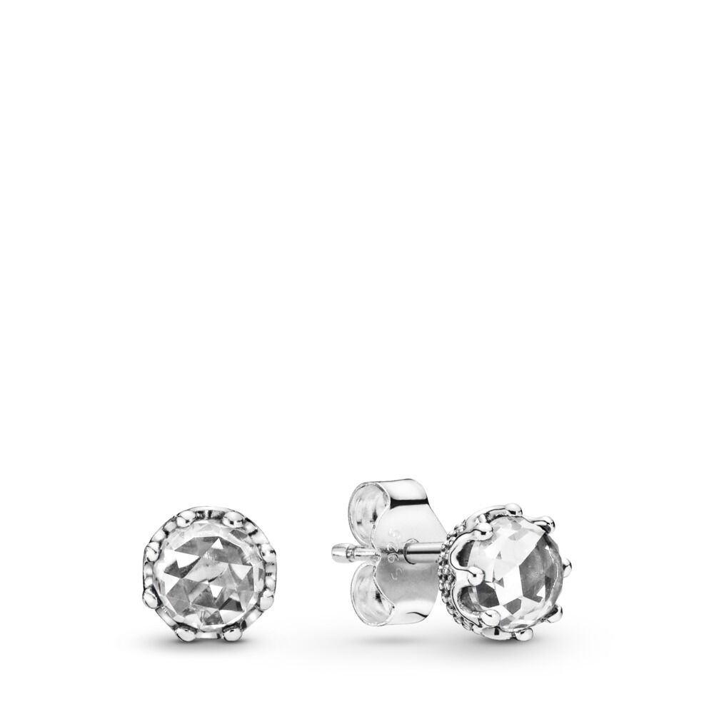 Clear Sparkling Crown Stud Earrings