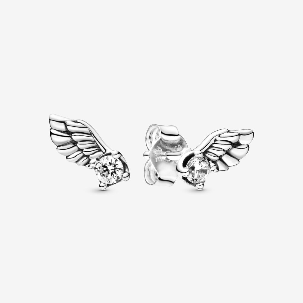 Sparkling Angel Wing Stud Earrings