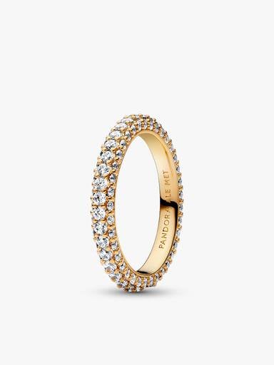 Pandora Timeless Pavé & Sparkling Wave Ring Set
