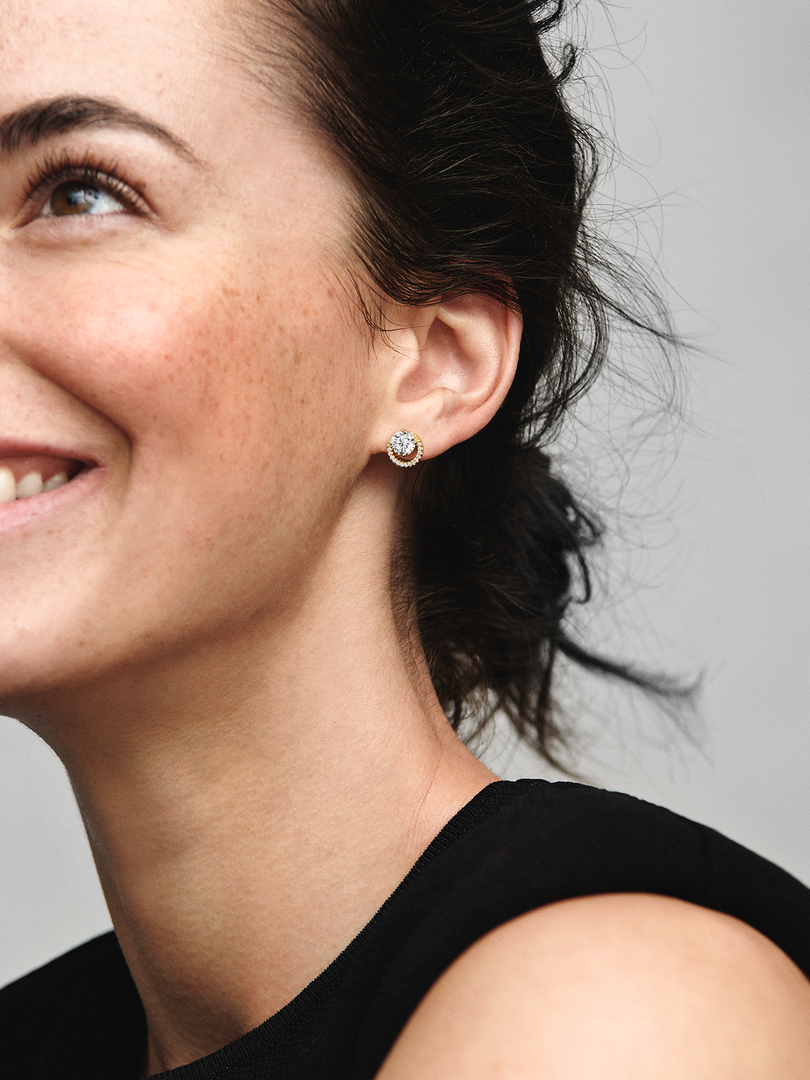 Sparkling Round Halo Stud Earrings