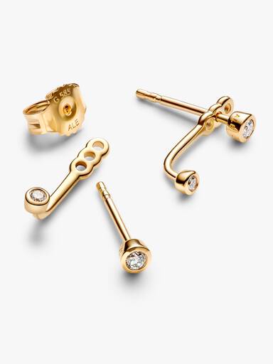 Pandora Era Bezel Lab-Grown Diamond Ear Jacket Stud Earrings