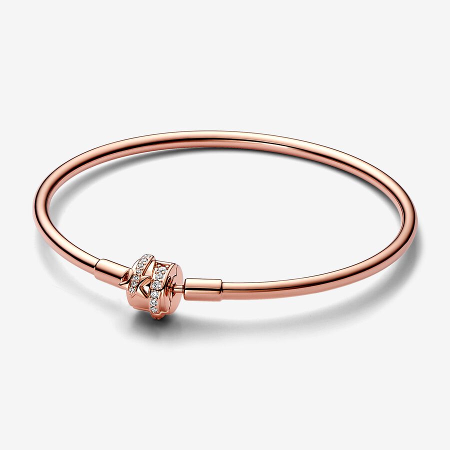 Pandora Moments Sparkling Shooting Star Clasp Rose Gold-Plated Bangle Bracelet - 8.3 Inches
