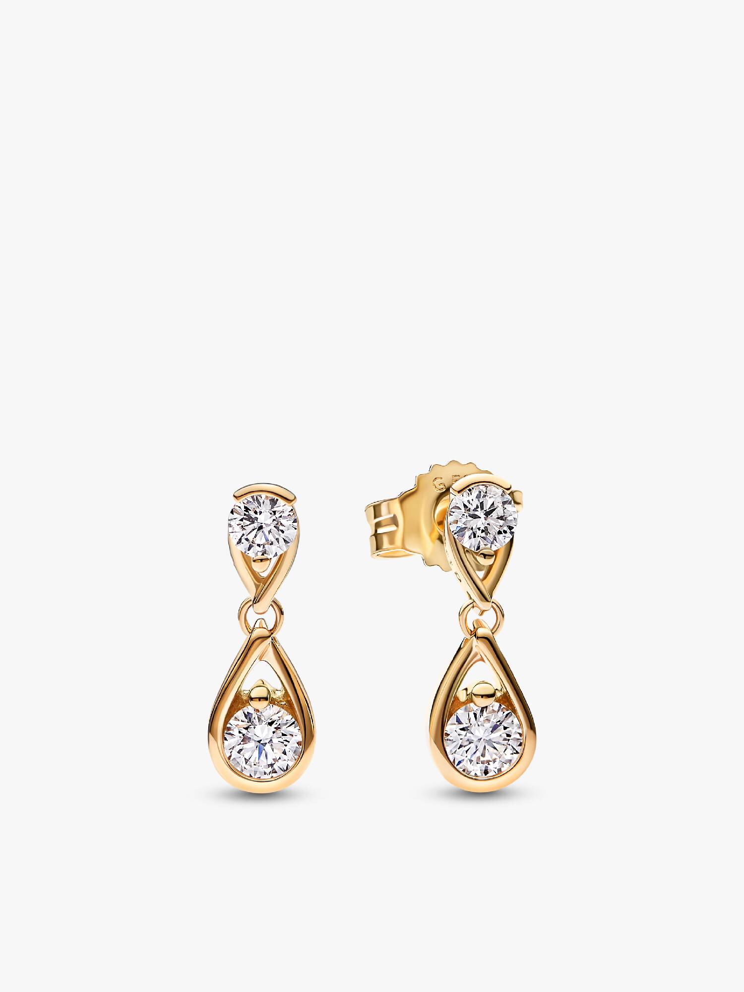 FINAL SALE - Pandora Infinite 14k Gold Double Lab-grown Diamond Drop Earrings