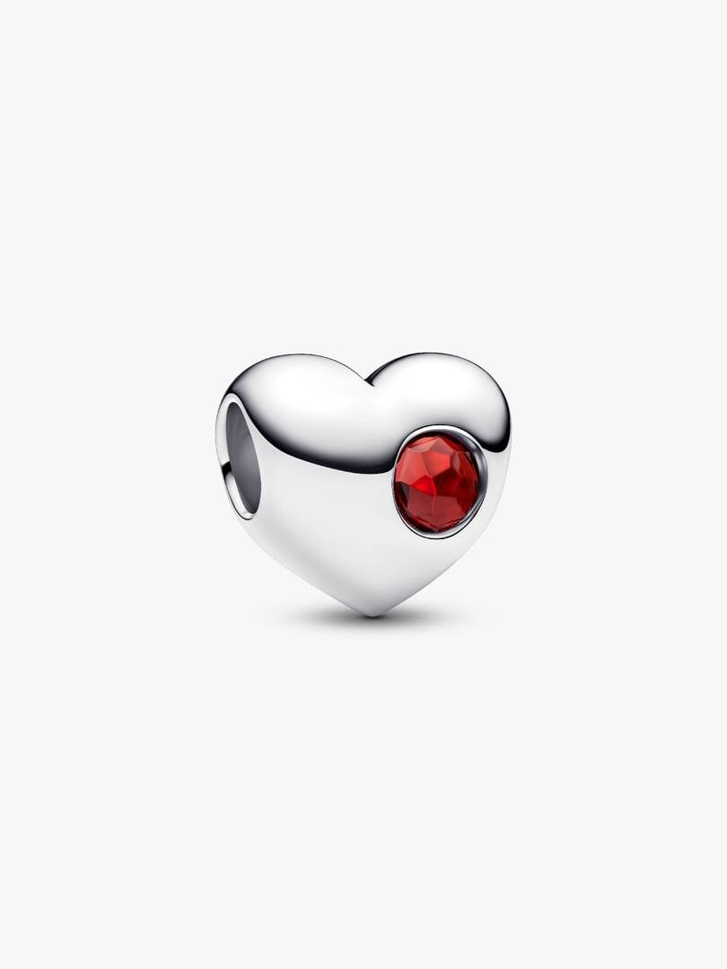January Engravable Red Stone Heart Charm