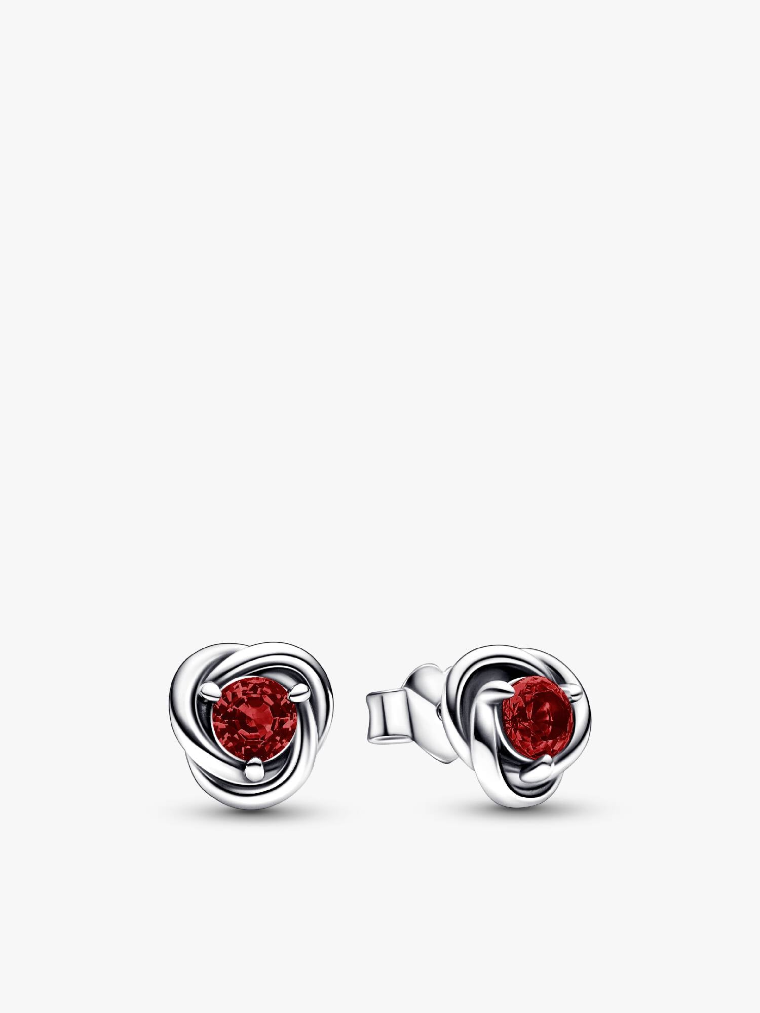 January Red Eternity Circle Stud Earrings