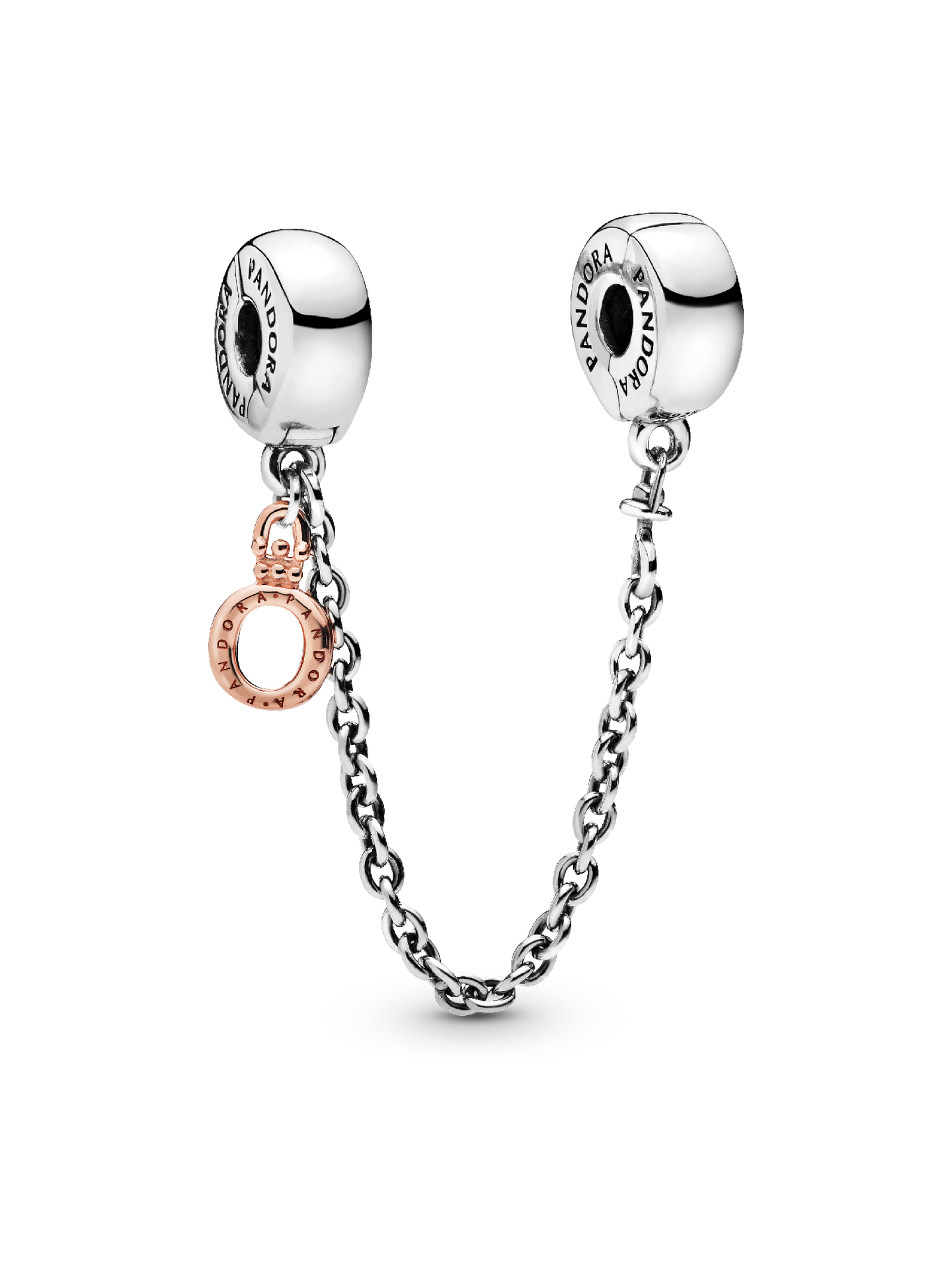 Женский шарм Pandora Dangling Crown O Safety Chain Charm, цвет: Двухцветный — фото 1