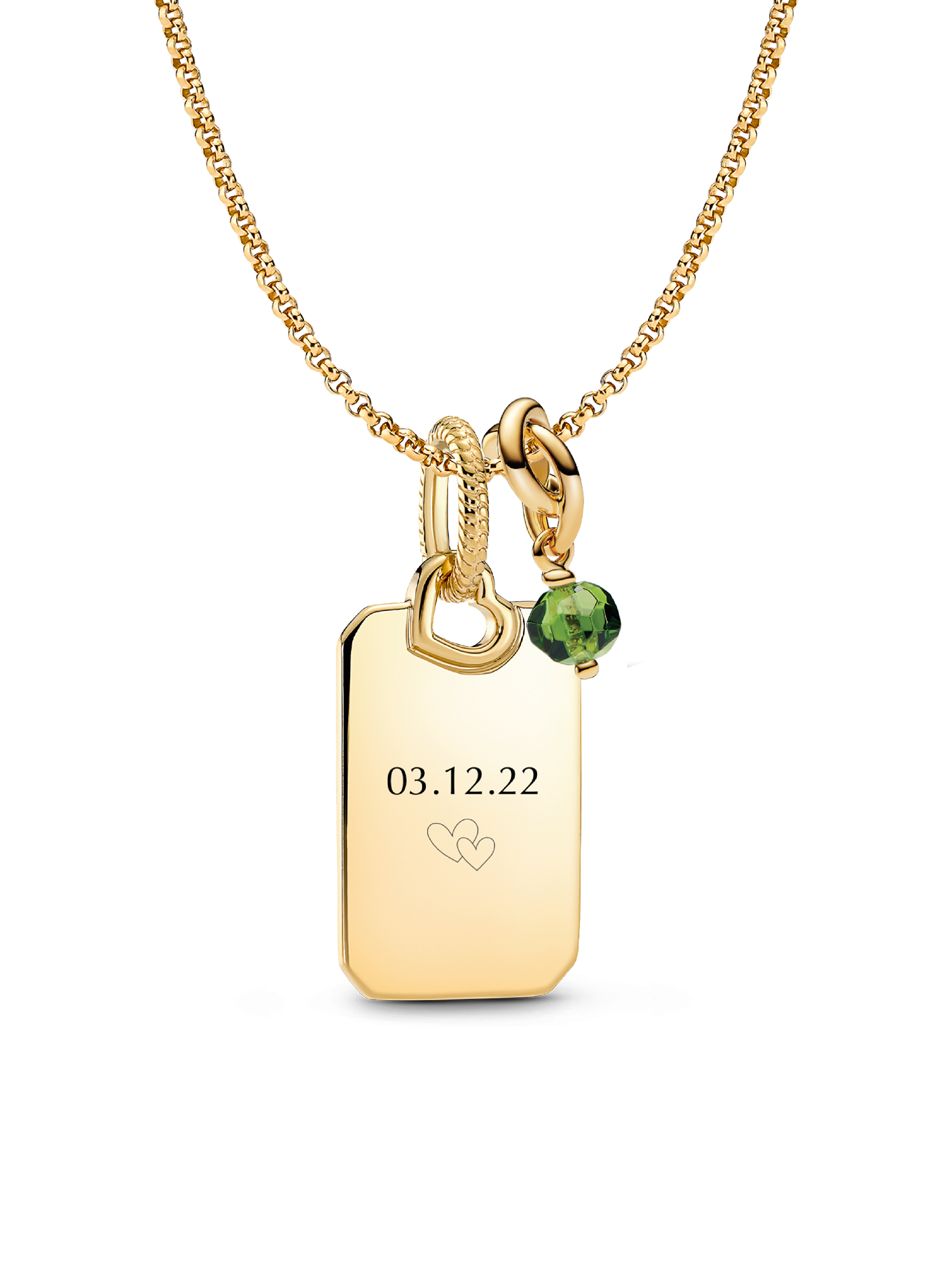 August Engravable Dangle Charm Necklace Set