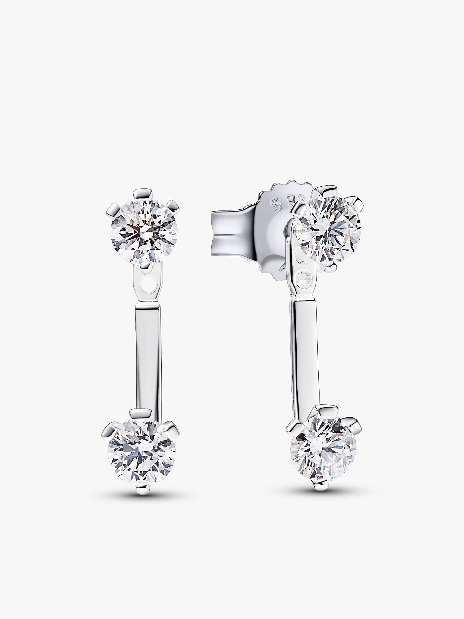 FINAL SALE - Pandora Nova Sterling Silver Lab-grown Diamond Stud Drop Jacket Earrings