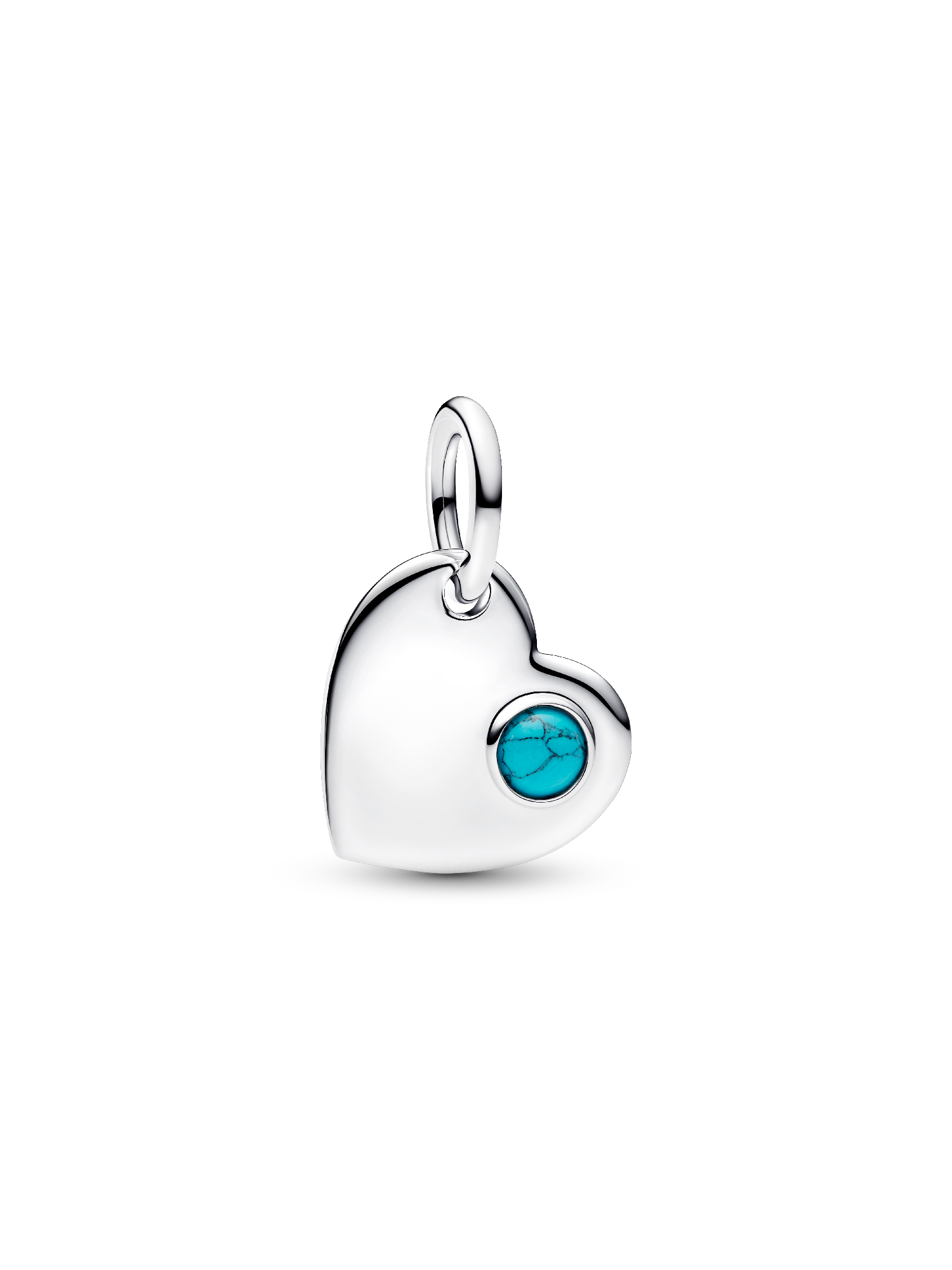 December Engravable Turquoise Blue Stone Heart Dangle Charm