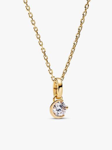 Pandora Talisman Lab-grown Diamond Moon Pendant Necklace 0.25 carat tw 14k Gold