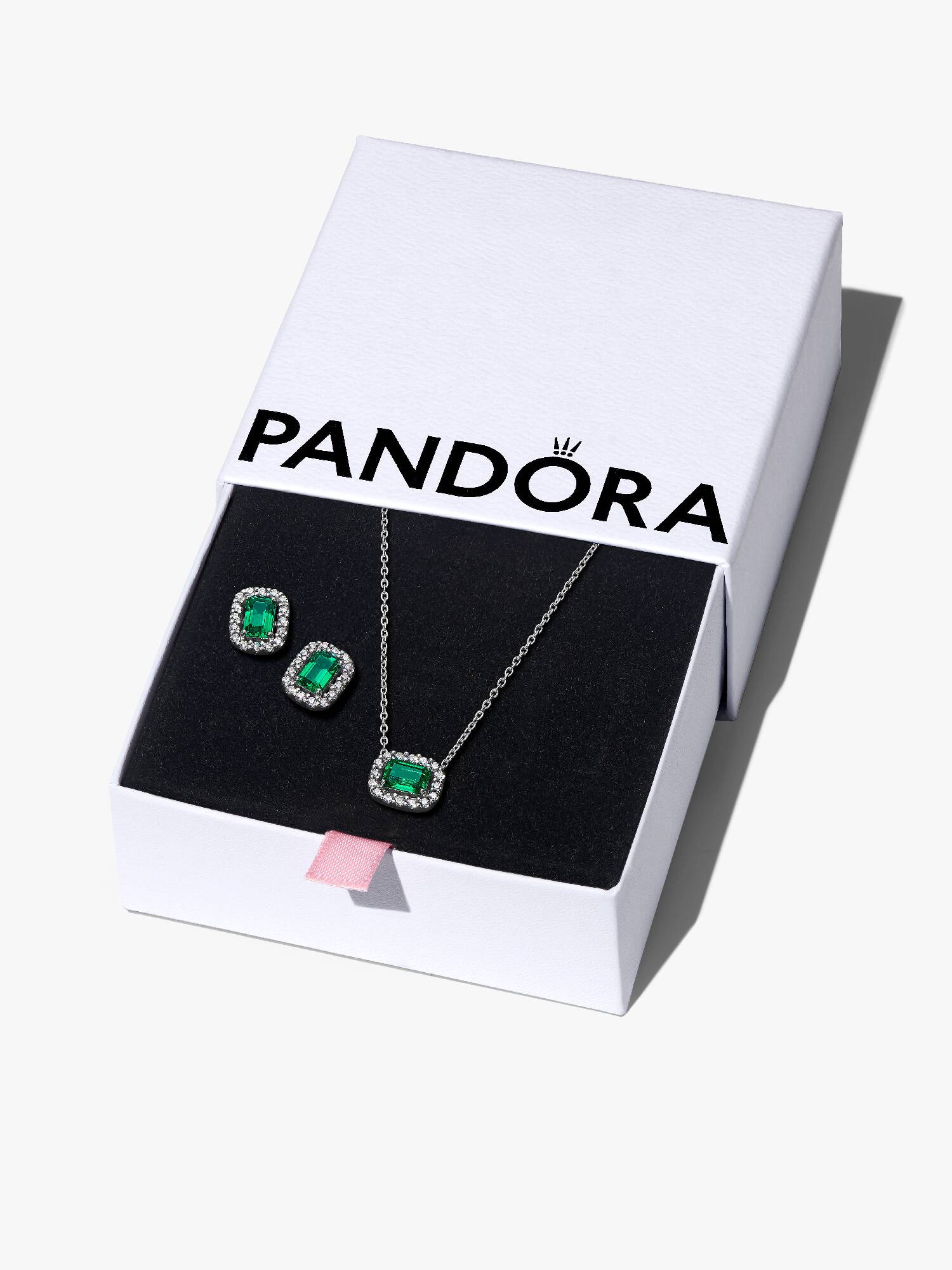 Sparkling Green Halo Jewelry Gift Set