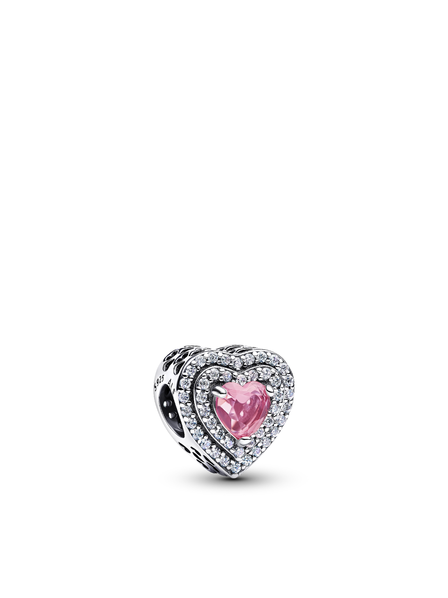 Женский шарм Pandora Sparkling Leveled Hearts Charm, Sterling silver #799218C03, цвет: Серебро — фото 1