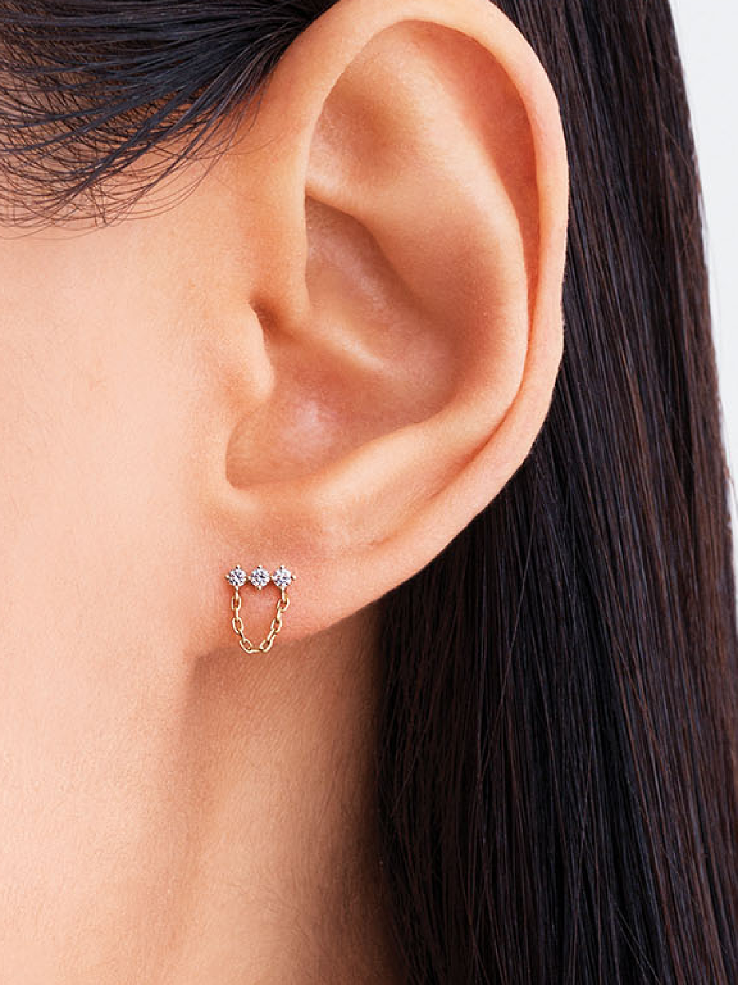 Женские серьги Pandora Era Lab-Grown Diamond Trio Chain, цвет: Золотой — фото 3