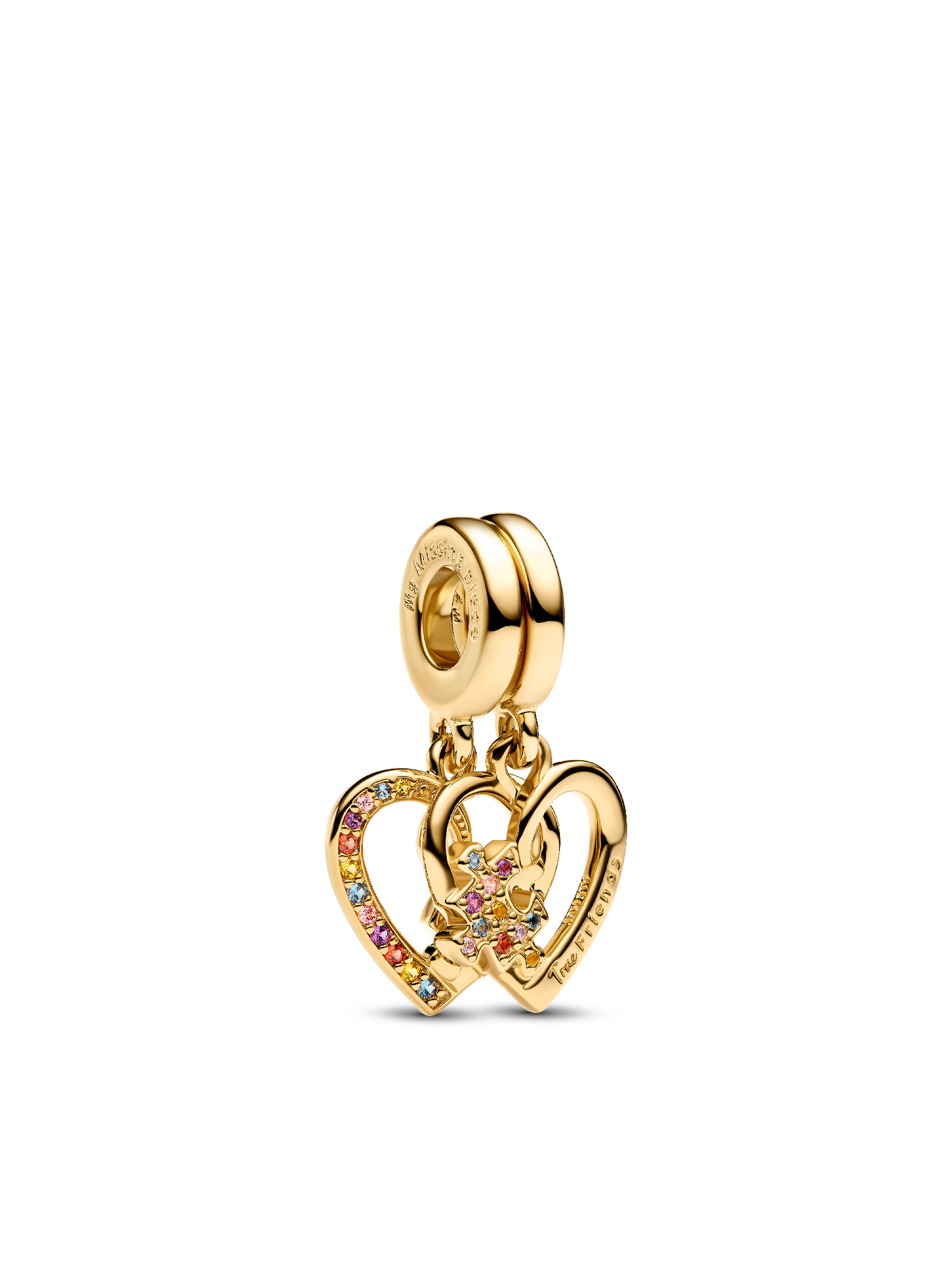 Женский шарм Pandora Splittable Puzzle Piece Hearts Dangle Charm, цвет: Позолоченный