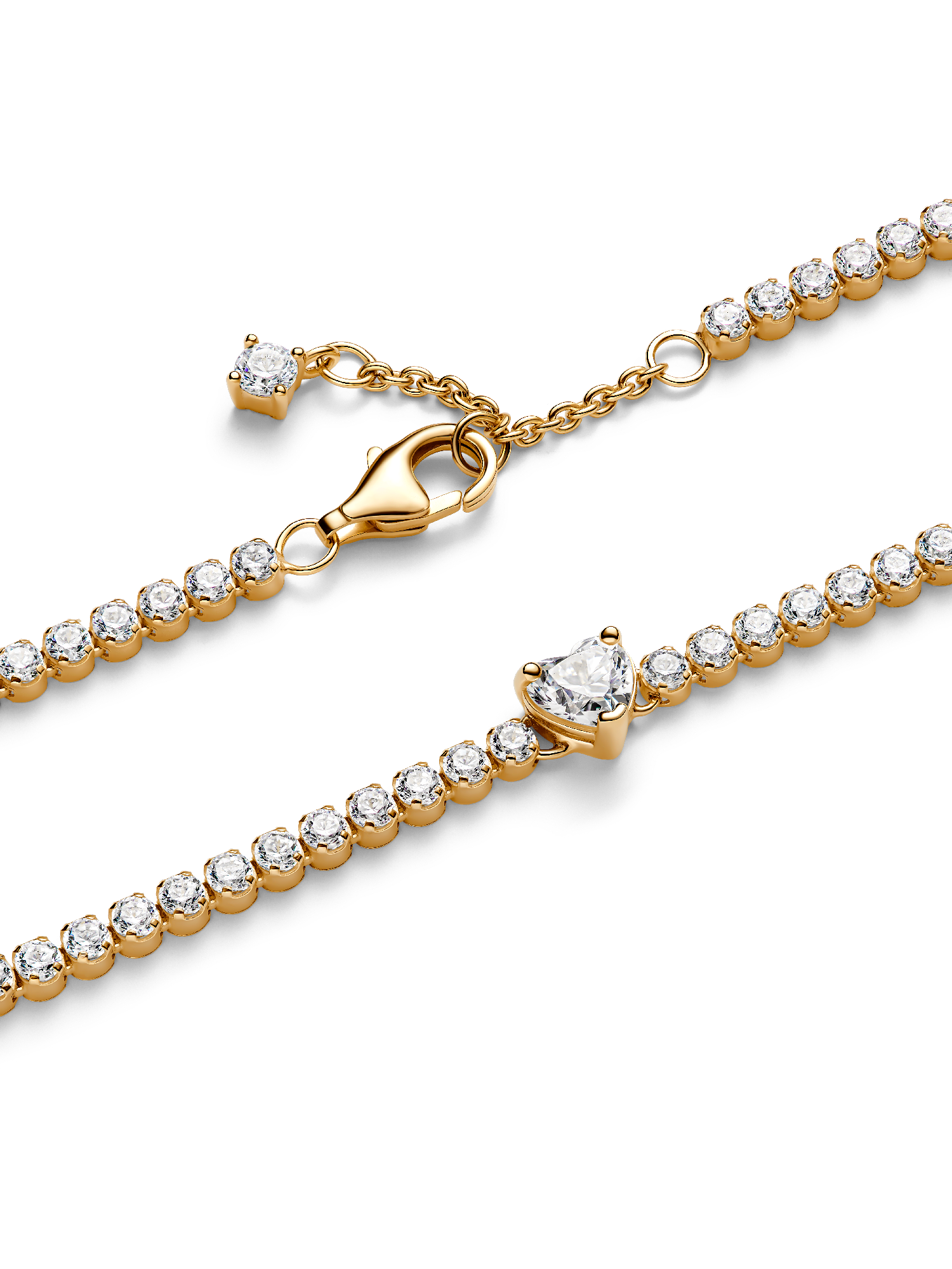 Sparkling Heart Tennis Bracelet | Gold plated | Pandora US