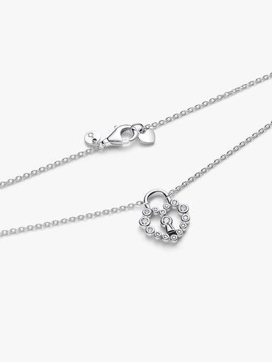 Sparkling Heart Padlock Pendant Necklace