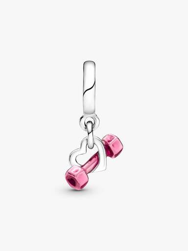 Dumbbell & Heart Dangle Charm