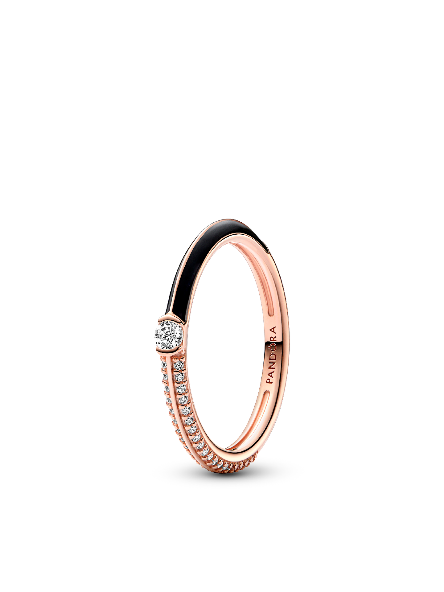 Кольцо Pandora ME Pavé & Black Dual, цвет: Покрытие розовым золотом — фото 1