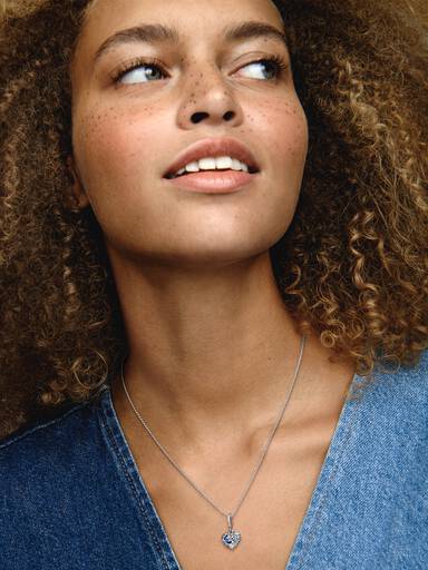 FINAL SALE - Sparkling Blue Moon & Stars Heart Necklace
