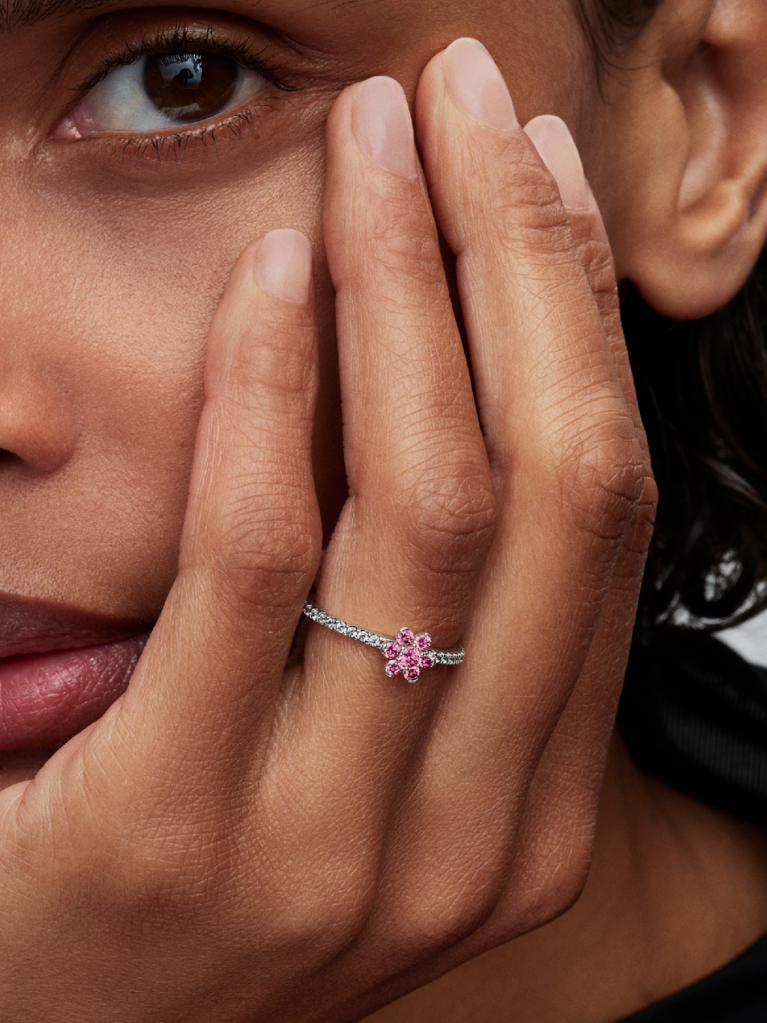 Sparkling Pink Flower Ring | Sterling silver | Pandora US