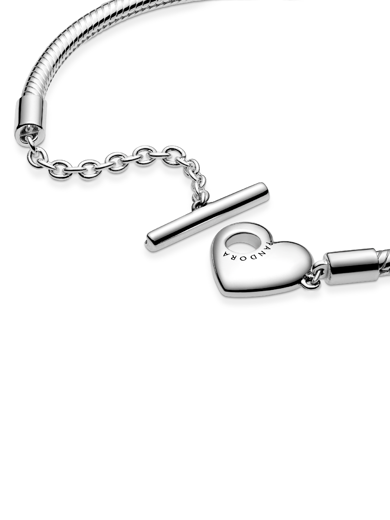 Pandora Moments Heart T-Bar Snake Chain Bracelet