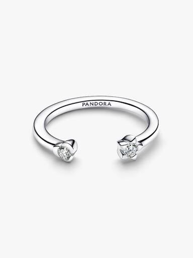 Pandora Talisman Sterling Silver Lab-Grown Diamond Heart & Star Open Ring
