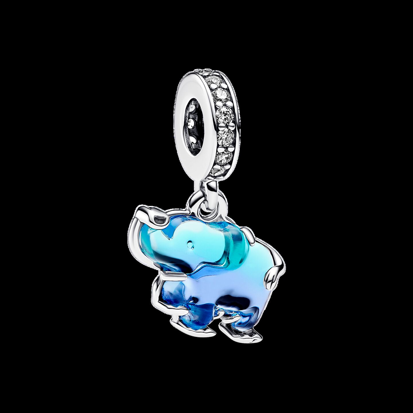 Женский шарм Pandora Blue Murano Glass Elephant Dangle Charm, цвет: Серебро — фото 2