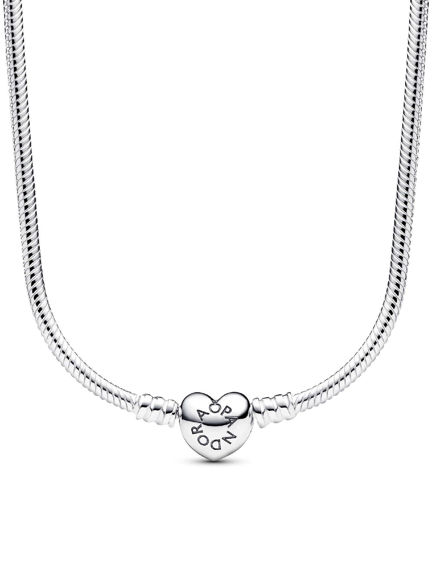 Женская цепочка Pandora Moments Heart Clasp Snake Chain, цвет: Серебро — фото 1