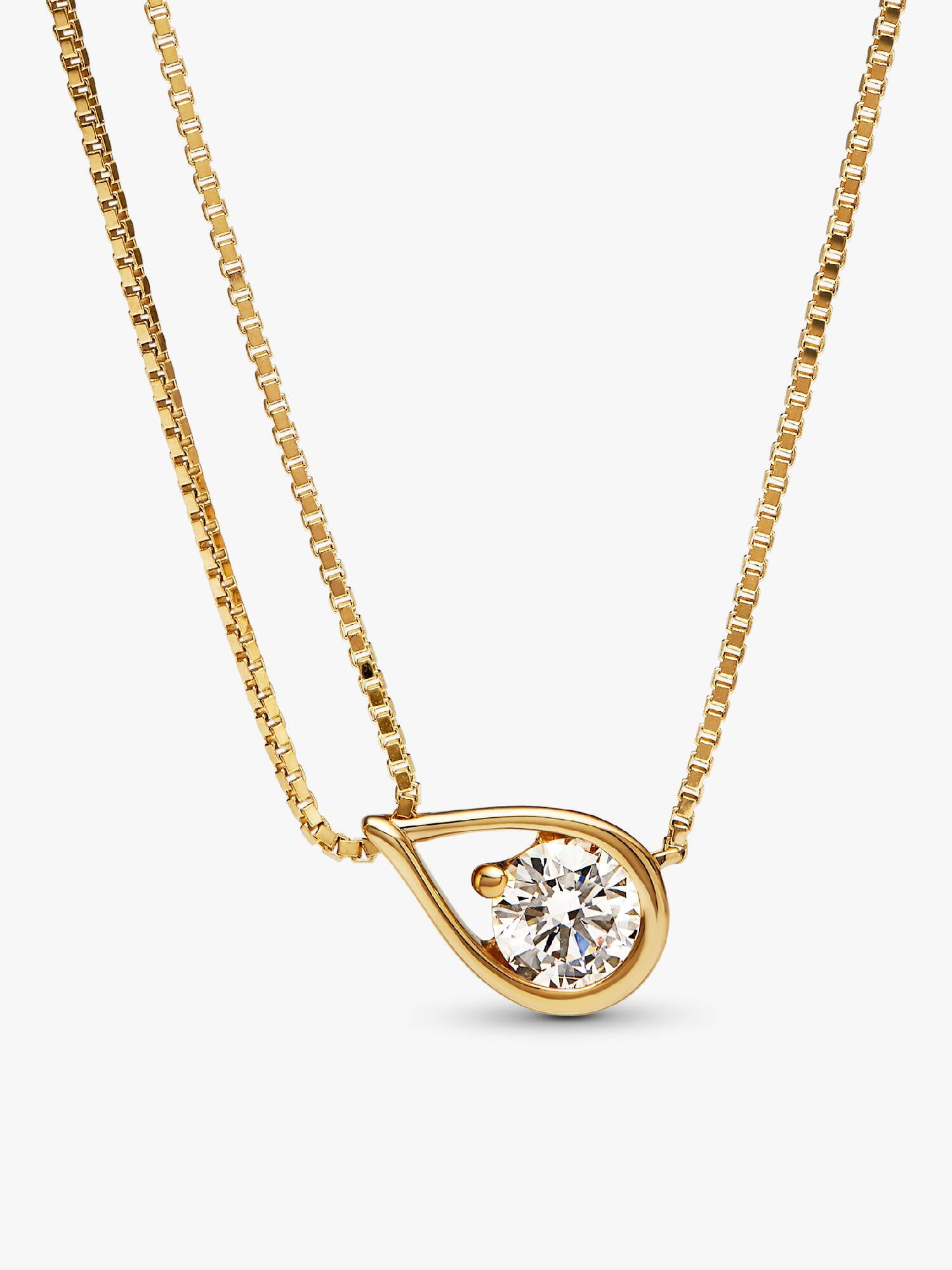 FINAL SALE - Pandora Infinite 14k Gold Lab-grown Diamond Double Chain Collier Necklace