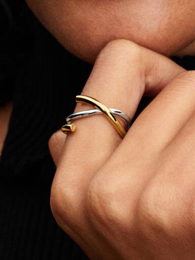 Organically Shaped Two-tone Double Ring