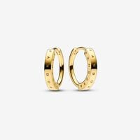 Pandora Signature I-D Hoop Earrings | Gold | Pandora US