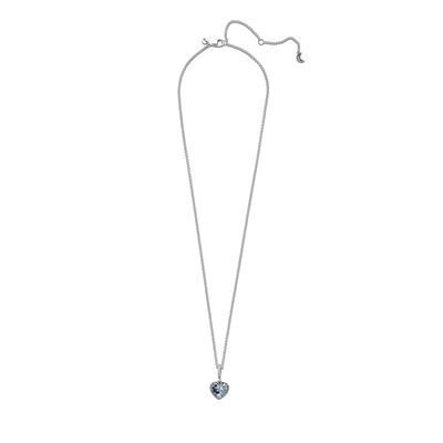 Sparkling Blue Moon & Stars Heart Necklace