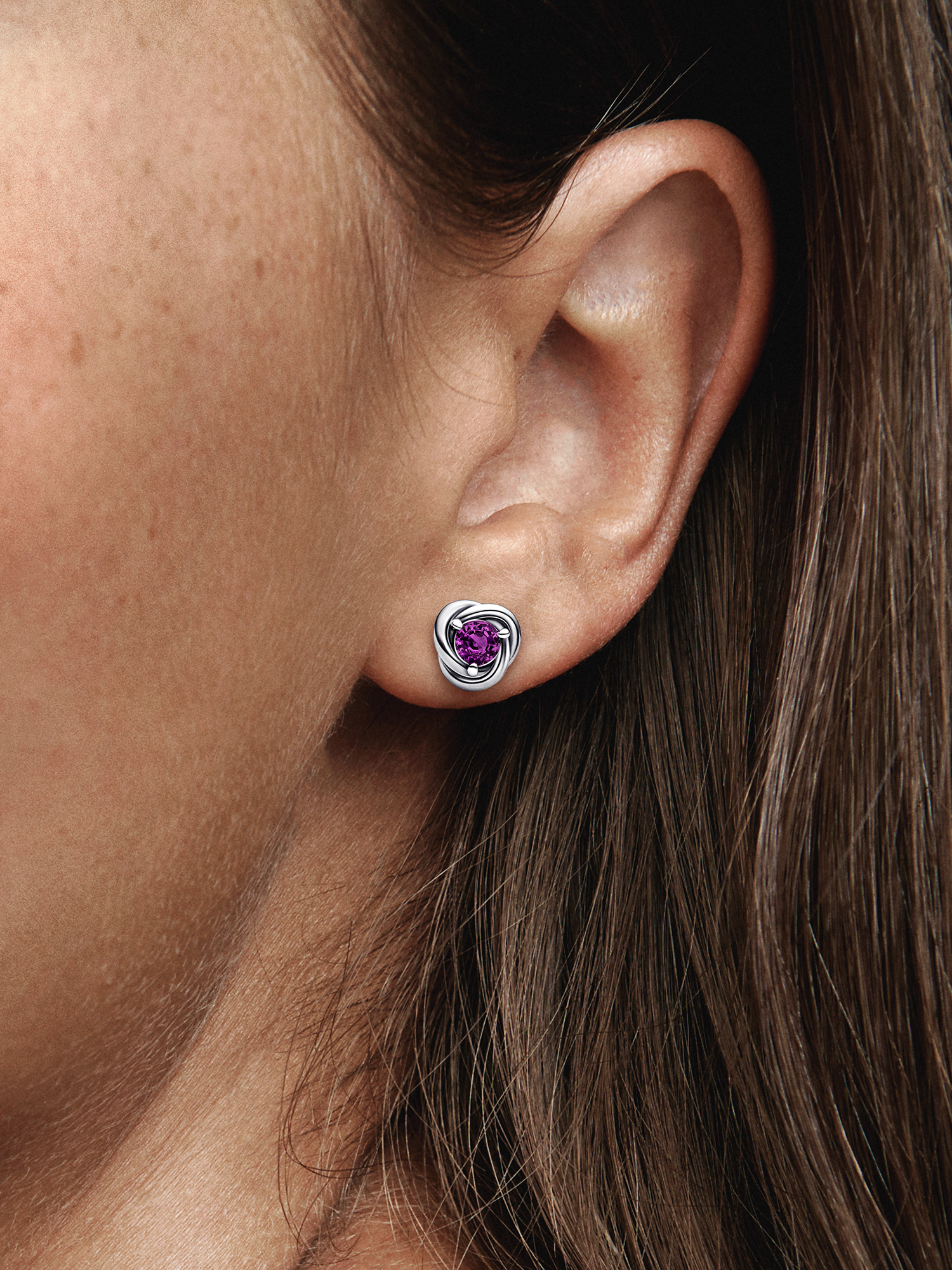 February Purple Eternity Circle Stud Earrings