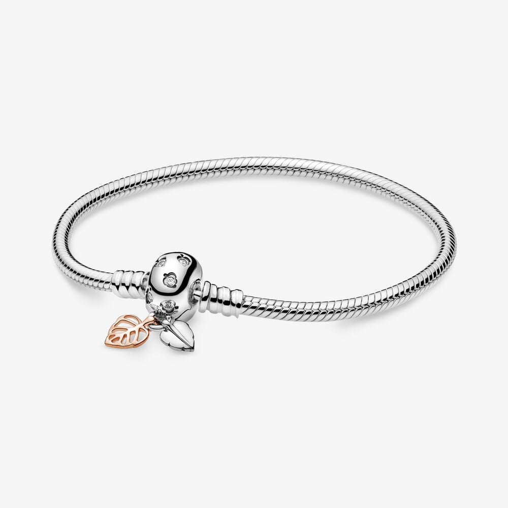 Pandora Moments Leaves Clasp Snake Chain Bracelet