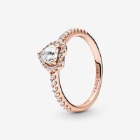 Sparkling Elevated Heart Ring | Rose gold plated | Pandora US