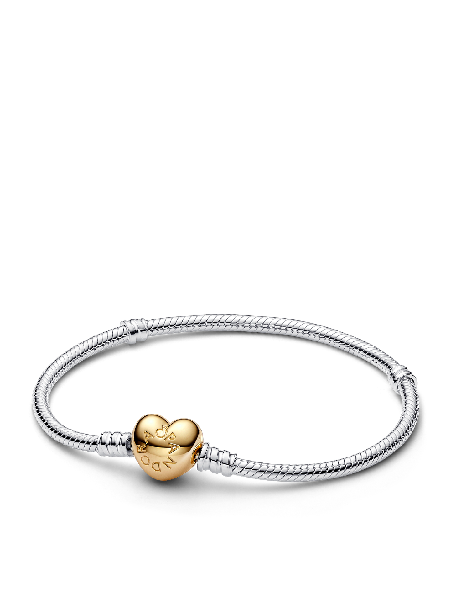 Женский браслет Pandora Heart Clasp Snake Chain, Two-tone, цвет: Двухцветный — фото 1