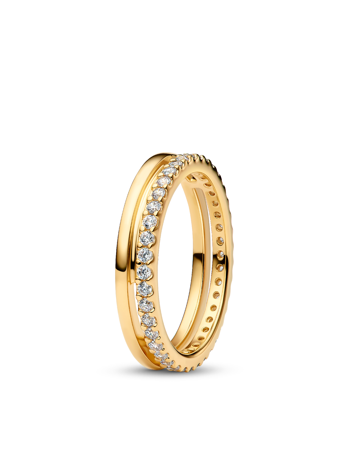Женское кольцо Pandora Double Band, Gold plated, цвет: Позолоченный — фото 1