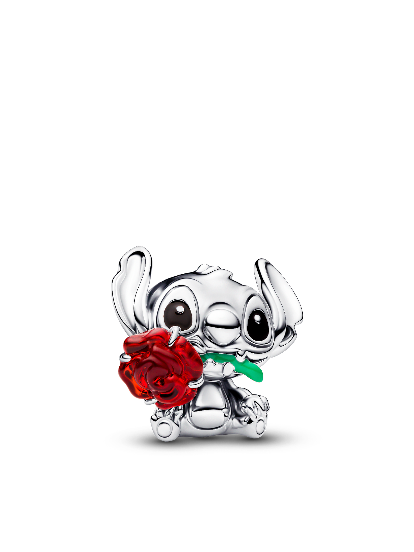 Женский шарм Pandora Disney Stitch Rose Murano Glass Charm, цвет: Серебро — фото 1