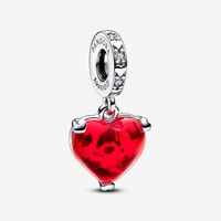 Disney Mickey & Minnie Mouse Kiss Red Murano Glass Dangle Charm | Sterling silver | Pandora US