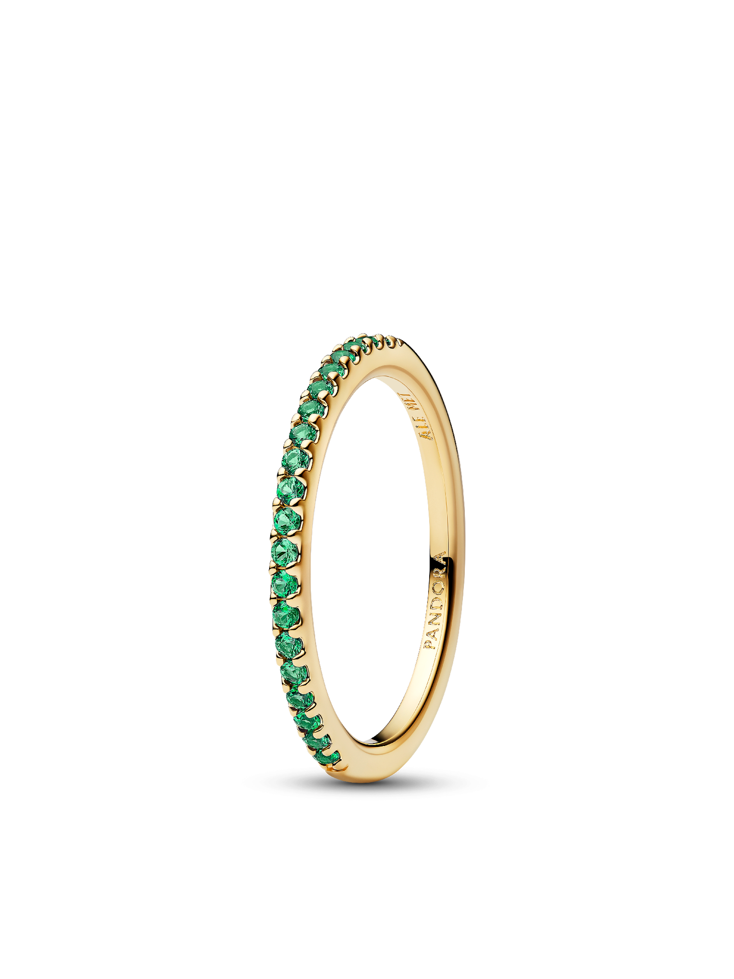 Женское кольцо Pandora Sparkling Green Half-Eternity Band, цвет: Позолоченный — фото 1