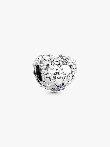 Mom Daisy Heart Charm